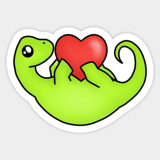 Valentines Day - Be My Valentine - Cute Brachiosaurus Holding a Heart Sticker